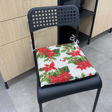 Christmas Poinsettia Seat Cushion