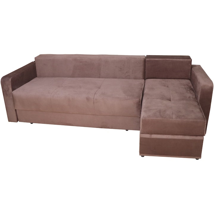 Coltar extensibil  Ivona, 250x140x73 (pat 220x140 cm), reversibil, lada, culoare Maro Sidef