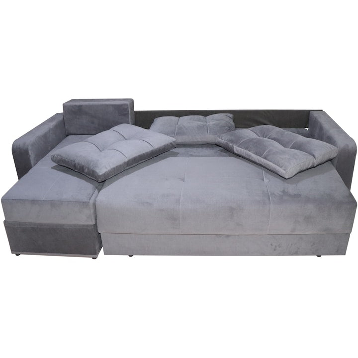 Coltar extensibil  Ivona, 250x140x73 (pat 220x140 cm), reversibil, lada, culoare Gri Sidef
