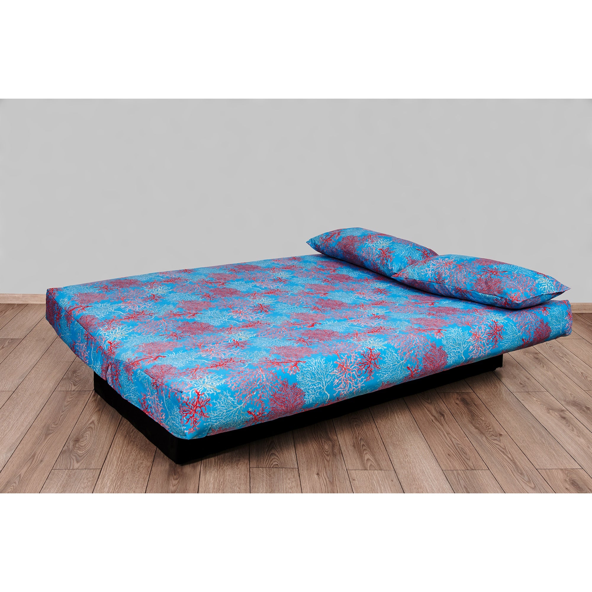 Canapea extensibila Click-Clack Best Sleep, lada depozitare, husa bumbac, 190 x 87 x 91 cm, model corali