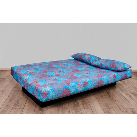 Canapea extensibila Click-Clack lada depozitare, husa bumbac, 190 x 87 x 91 cm, model corali