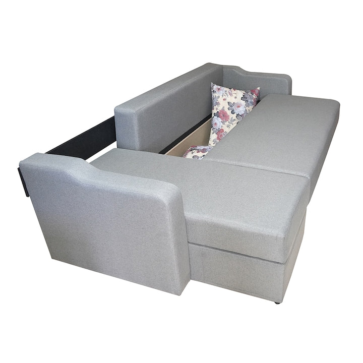 Fresno Extendable Corner Sofa, 250x140x75 cm (bed 220x140 cm), reversible, storage, grey