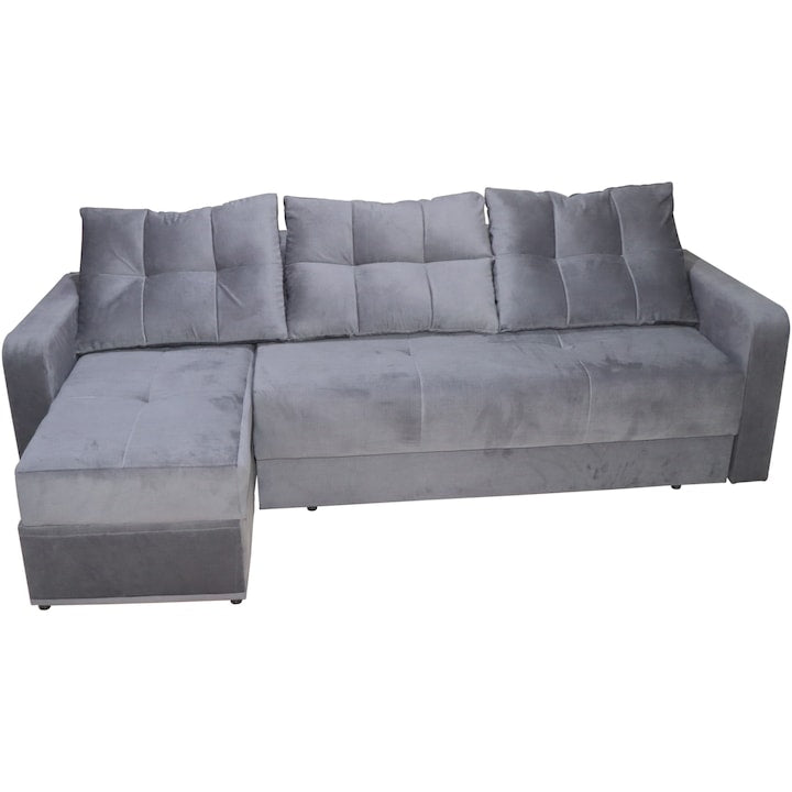 Coltar extensibil  Ivona, 250x140x73 (pat 220x140 cm), reversibil, lada, culoare Gri Sidef