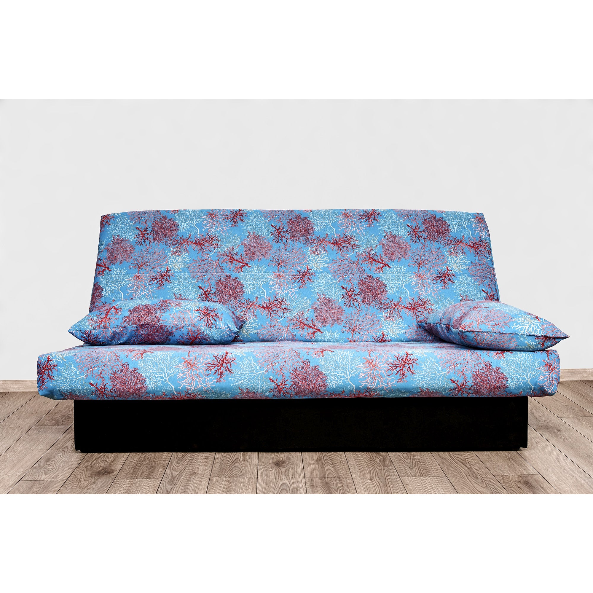 Canapea extensibila Click-Clack Best Sleep, lada depozitare, husa bumbac, 190 x 87 x 91 cm, model corali