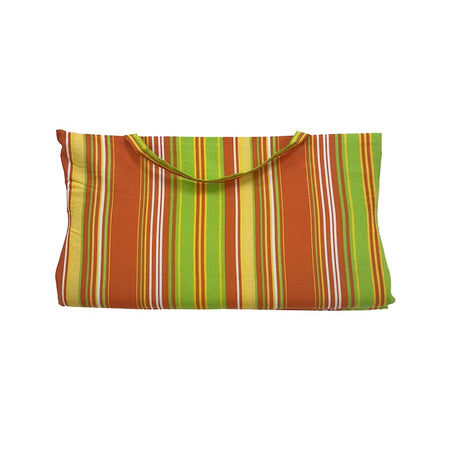 Beach or picnic/camping mat, with handle, 180x50 cm, Orange/green stripes