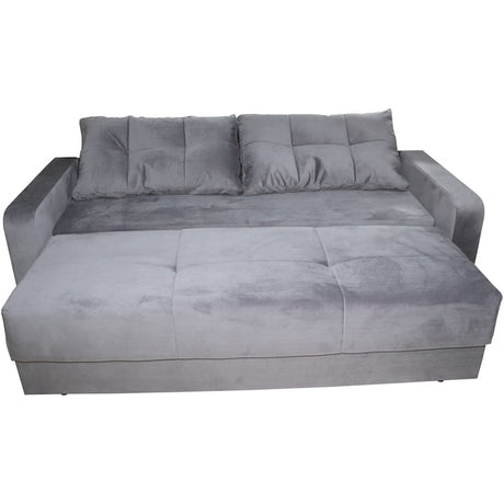 Canapea Ivona, functie pat 190x140 cm, lada depozitare, dimensiuni 220x190x73 cm, culoare gri sidef