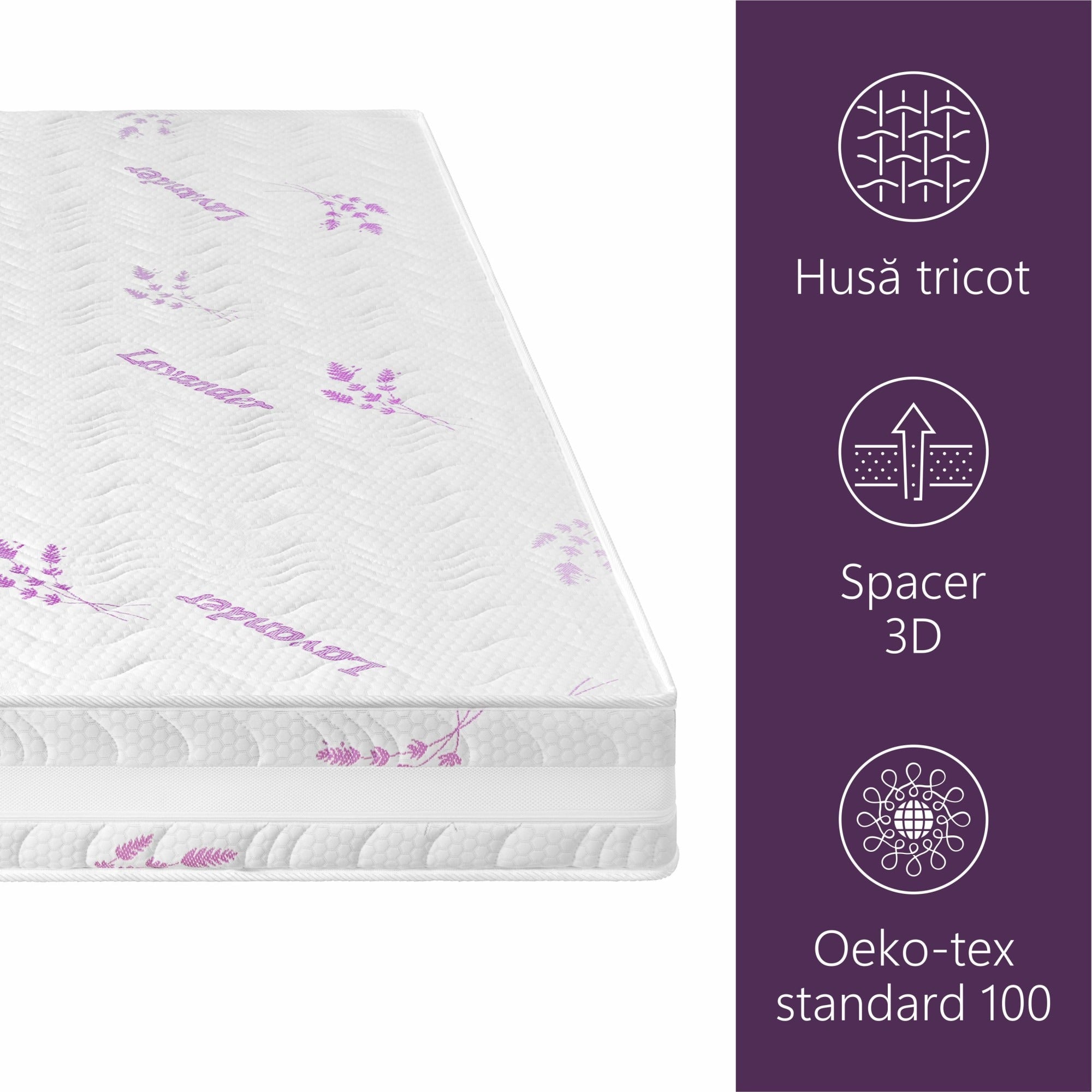 Saltea Ortopedica Sleep Evolution Luna Memory Lavanda 14+6+1, 20cm, spuma poliuretanica cu memorie, husa detasabila tratata cu lavanda, fermitate medie