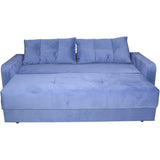 Canapea  Ivona, functie pat 190x140 cm, lada depozitare, dimensiuni 220x190x73 cm, culoare blue sidef
