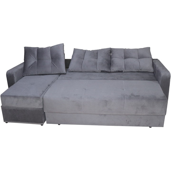 Coltar extensibil  Ivona, 250x140x73 (pat 220x140 cm), reversibil, lada, culoare Gri Sidef