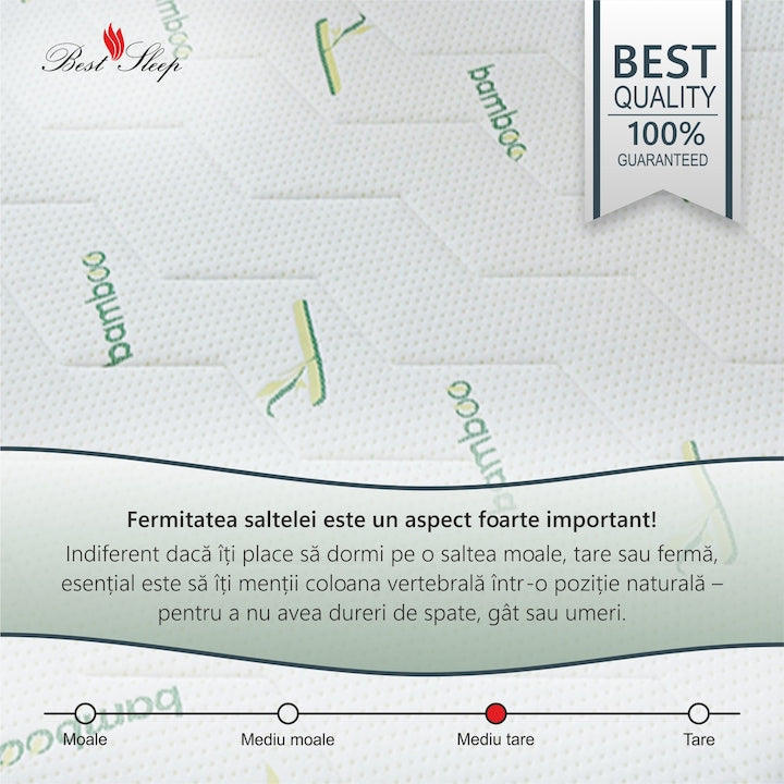 Saltea ortopedica Best Sleep Dream, 20cm, spuma poliuretanica cu memorie, hipoalergenica, antibacteriana, fermitate medie