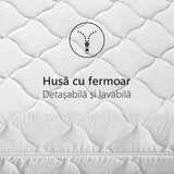 Husa saltea matlasata, Sleep Evolution, Microfibra, hipoalergenic, cu fermoar pe 3 laturi, 20 cm