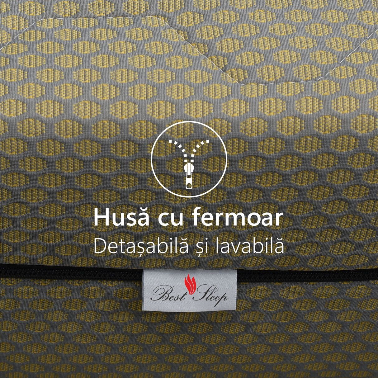 Husa saltea matlasata, Sleep Evolution, textil, Gala, hipoalergenic, cu fermoar pe 3 laturi, 16 cm