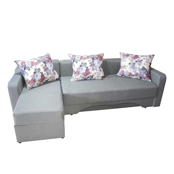 Fresno Extendable Corner Sofa, 250x140x75 cm (bed 220x140 cm), reversible, storage, grey