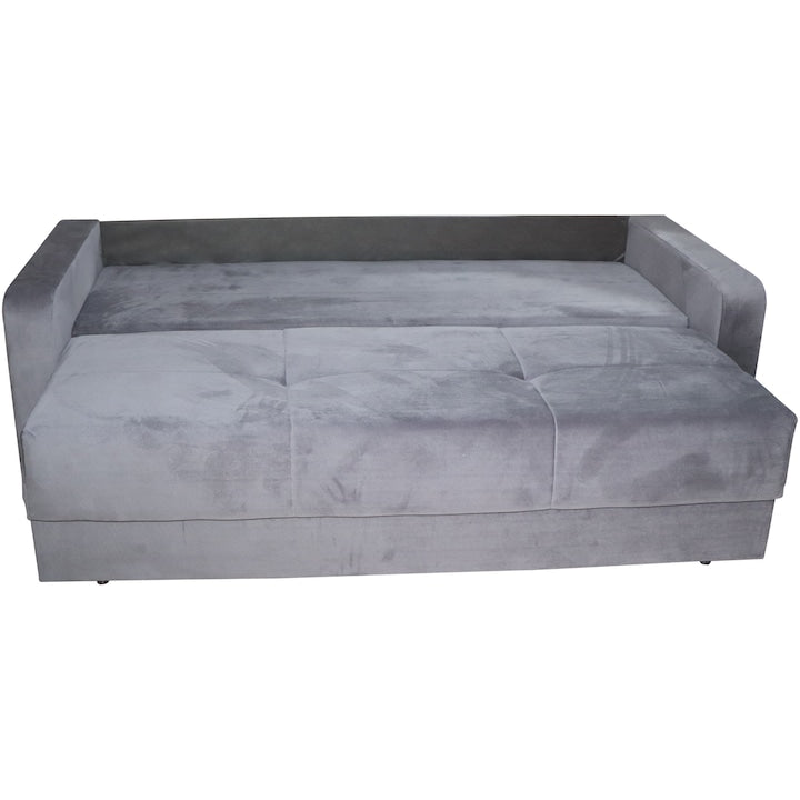 Canapea Ivona, functie pat 190x140 cm, lada depozitare, dimensiuni 220x190x73 cm, culoare gri sidef