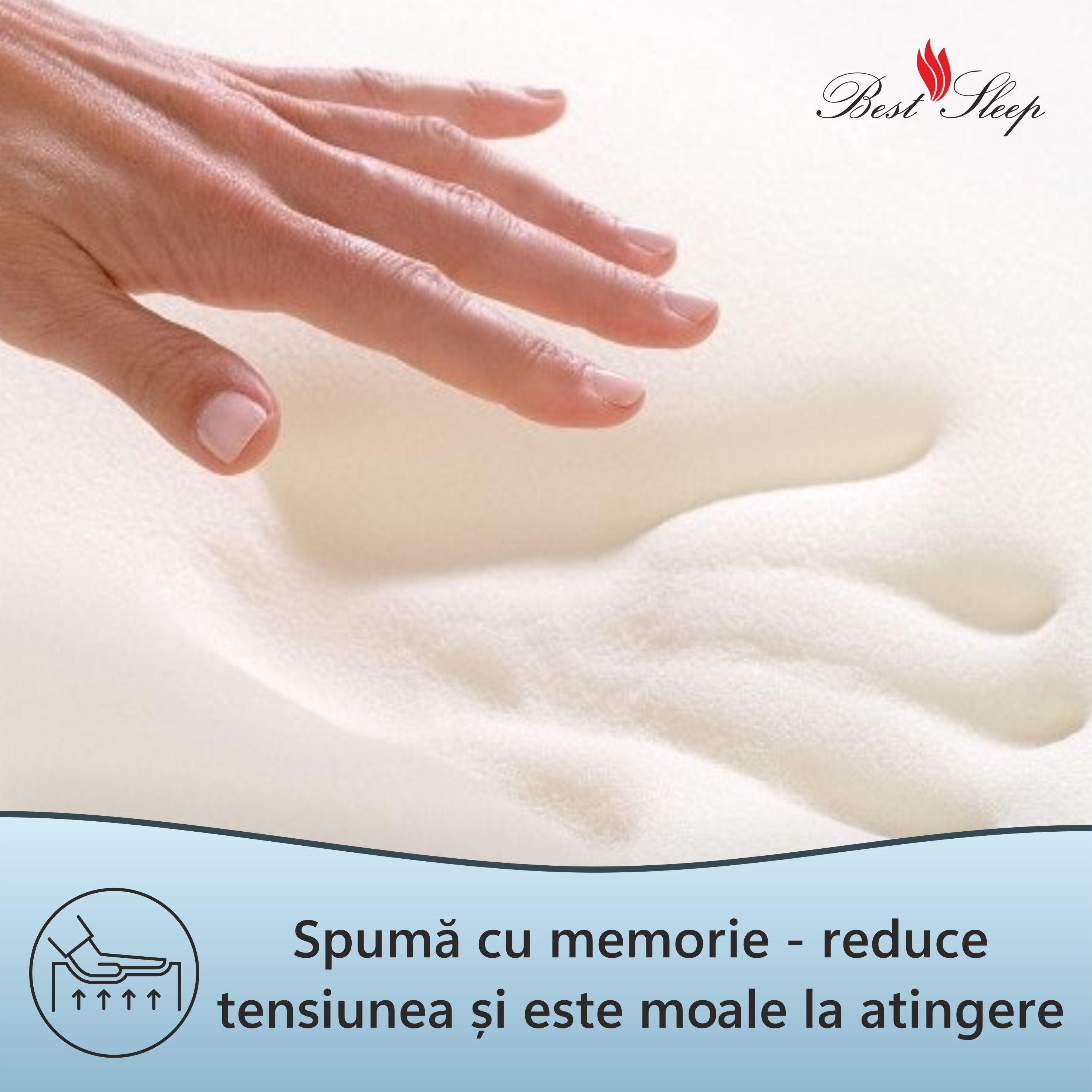 Saltea Ortopedica, Silver Sleep Argentum 11+4+1, 16cm, spuma Poliuretanica cu memorie, fir cu ioni de argint, hipoalergenica, husa matlasata, fermitate medie