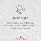 Saltea Ortopedica, Silver Sleep Argentum 11+4+1, 16cm, spuma Poliuretanica cu memorie, fir cu ioni de argint, hipoalergenica, husa matlasata, fermitate medie