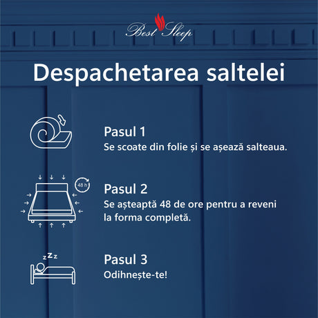 Saltea Ortopedica, Silver Sleep Argentum 15+3+1, 19cm, spuma Poliuretanica cu memorie, fir cu ioni de argint, hipoalergenica, husa matlasata, fermitate medie