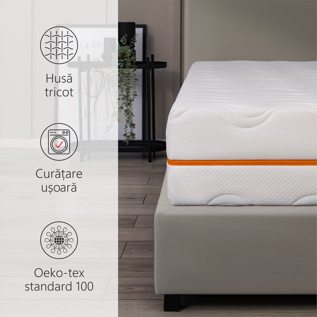 Saltea Ortopedica, Supreme 18+5+2 High Resilience 25cm, DoubleSide, 7 zone de confort, spuma poliuretanica, hipoalegenic, reversibila, ferma