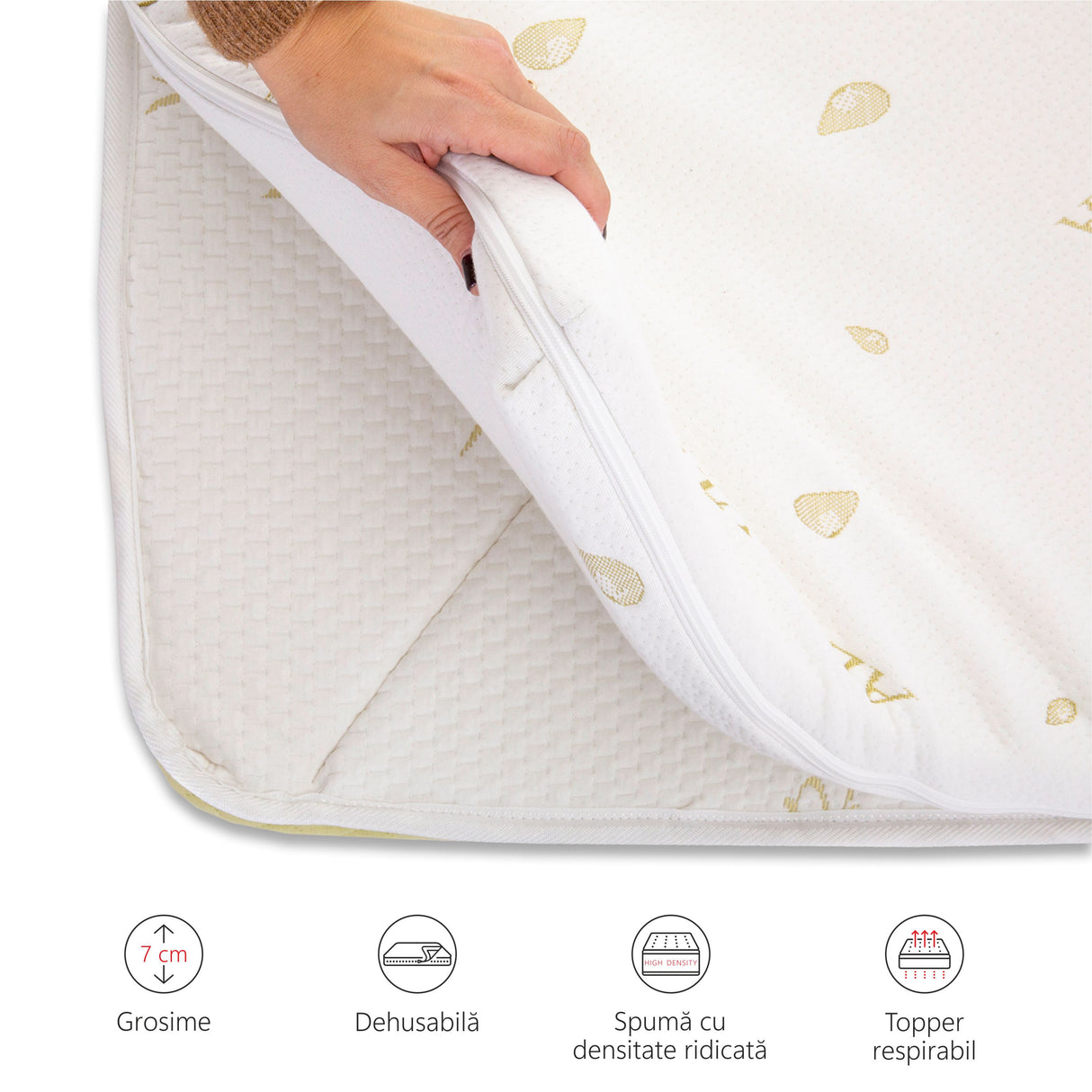 Topper Mattress Best Sleep H7cm polyurethane foam, removable Aloe Vera cover