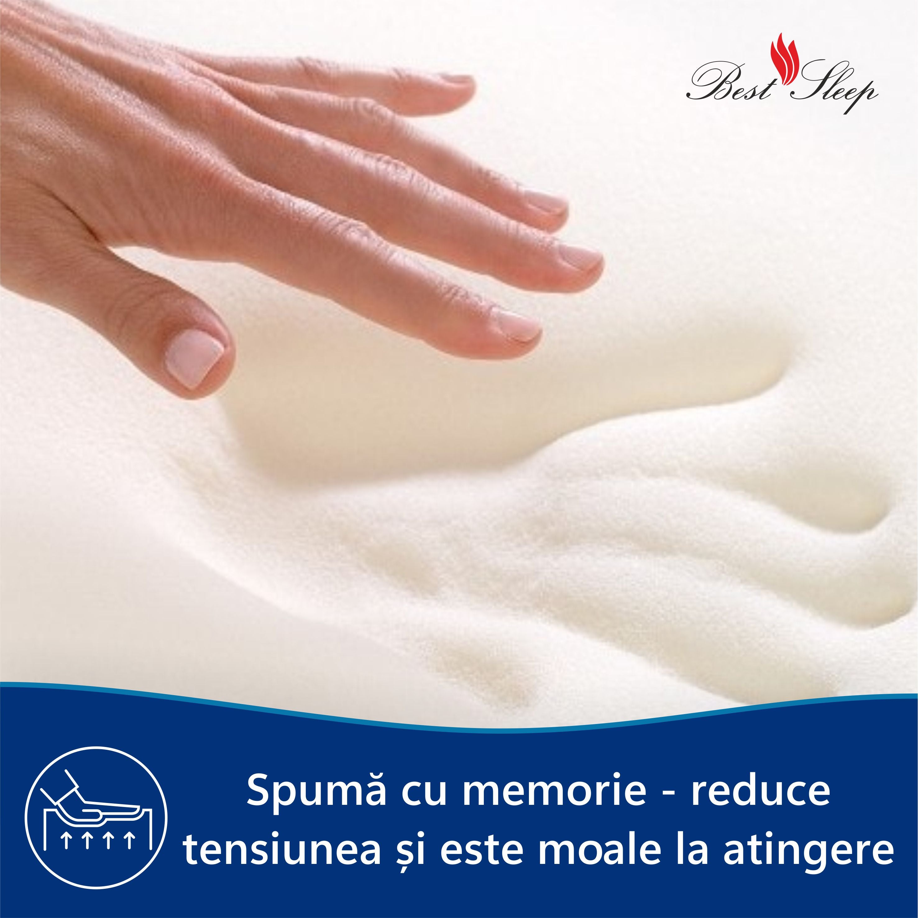 Saltea Univers 25cm, banda aerisire, Husa detasabila, Spuma memory matlasata in textil, Strat extra spuma memory in baza