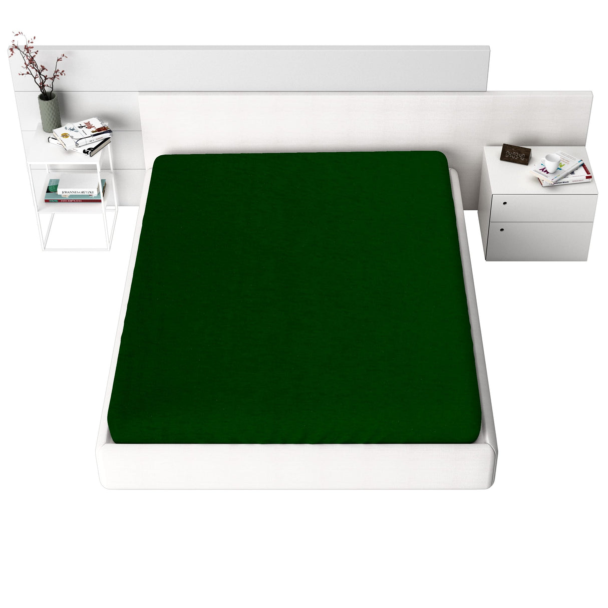Cearceaf cu elastic Jersey, 140gr/mp, Verde inchis, 100% bumbac