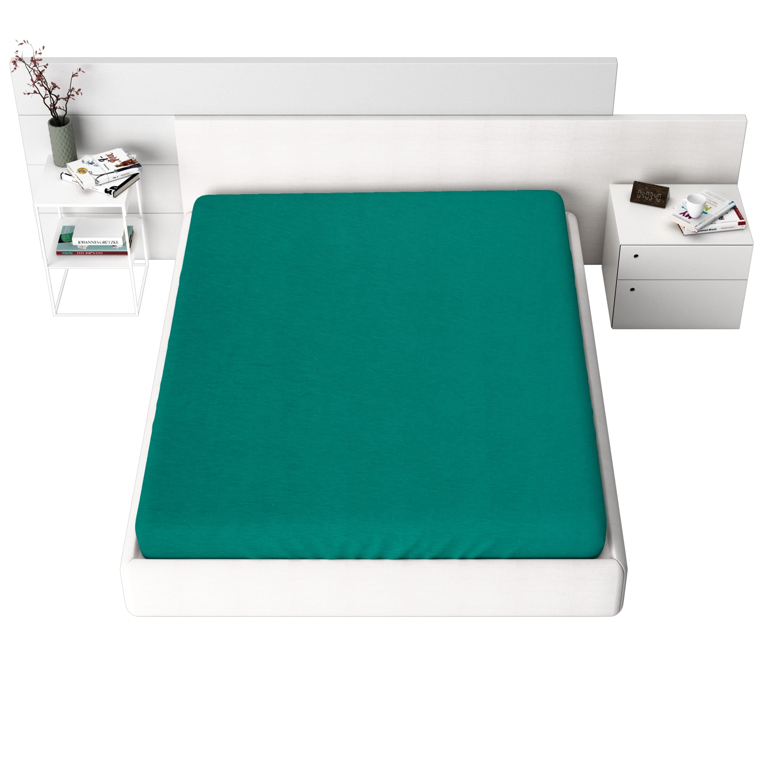 Cearceaf cu elastic Jersey, 140gr/mp, Verde, 100% bumbac