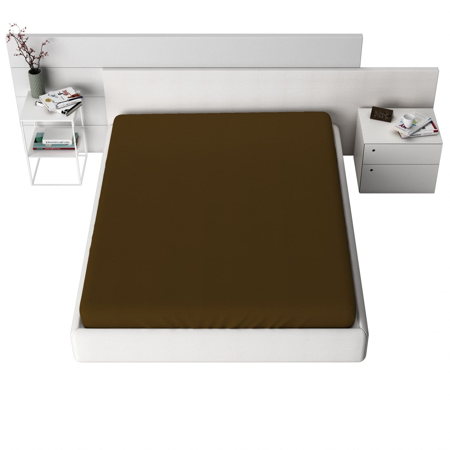 Jersey Fitted Sheet, 120 gsm, Dark Brown, 100% cotton