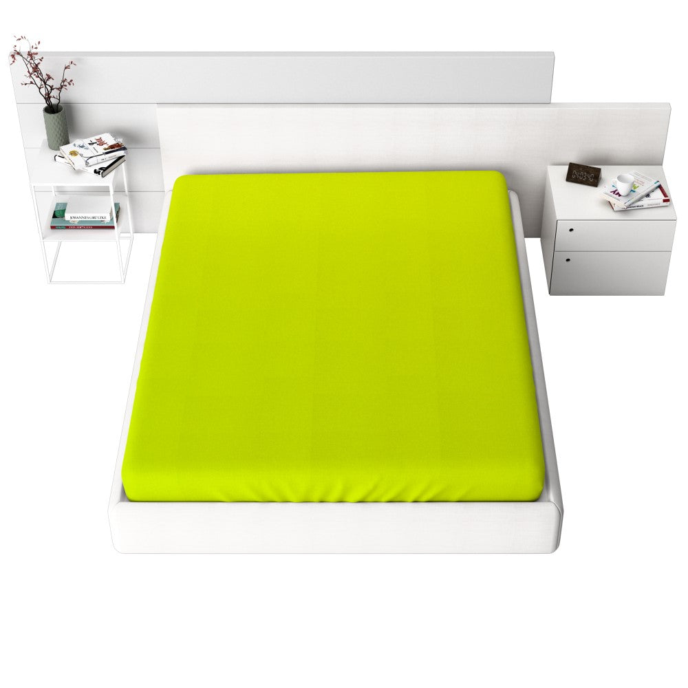 Cearceaf cu elastic Jersey, 120 gr/mp, Verde fosforescent, 100% bumbac