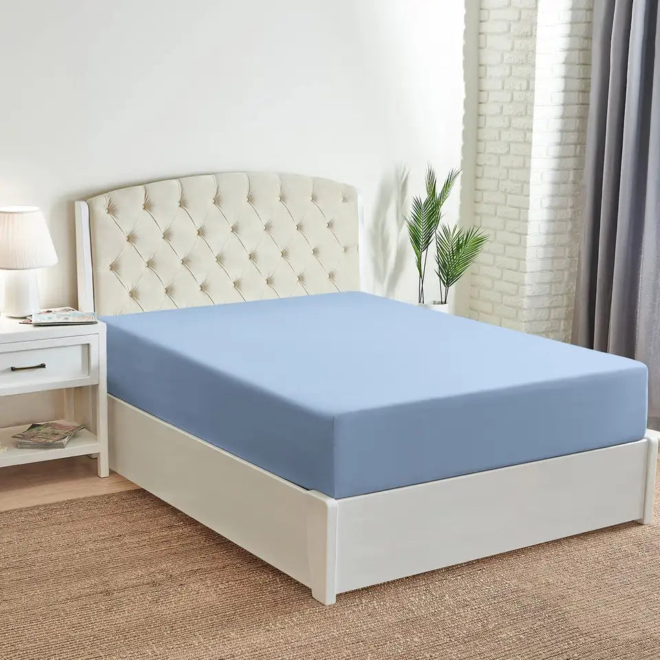 Jersey Fitted Sheet, 120 gsm, Azure, 100% cotton