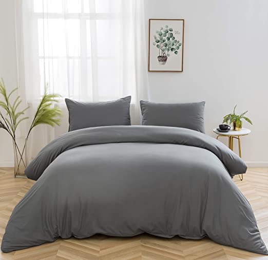 Jersey bed linen with zipper, 115 g/m², grey, 51, 100% cotton