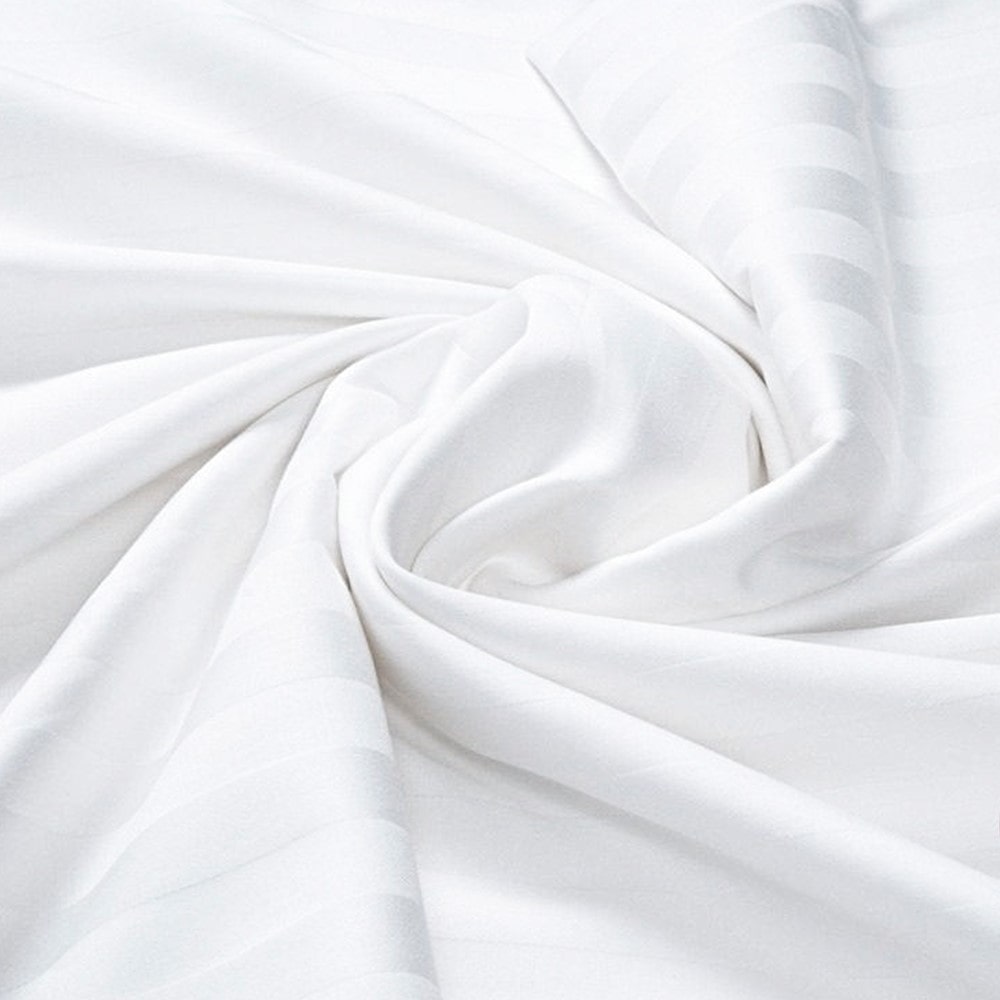 Satin Damask Bed Linen with 2 cm Stripes, White 175 gsm