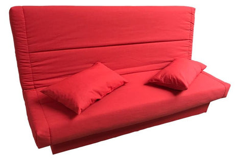 Set 2 Perne + Husa Canapea extensibila Click-Clack, bumbac, Rosu, 190 x 87 x 91 cm