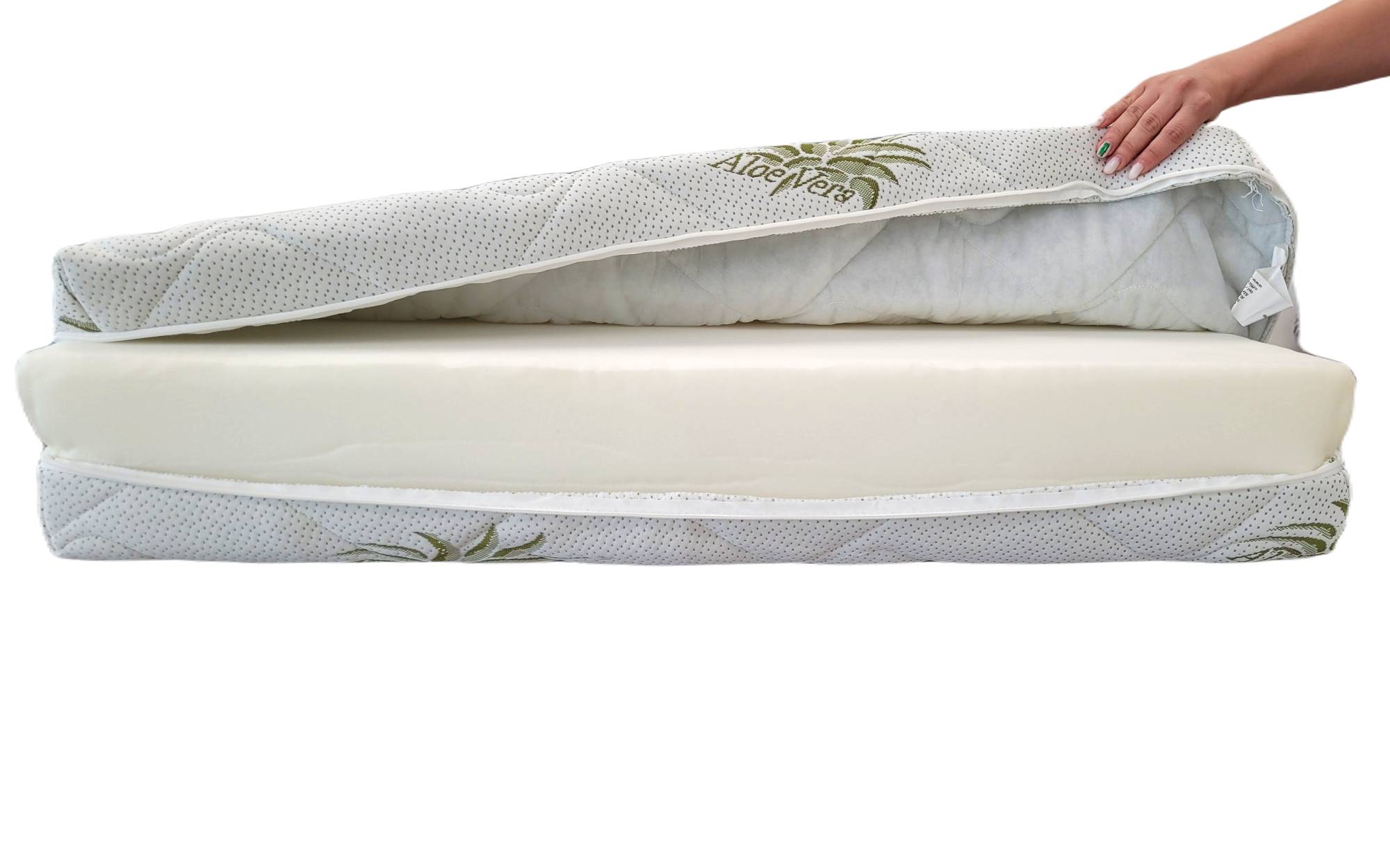 Husa saltea matlasata tricot Aloe Vera, cu fermoar 18cm